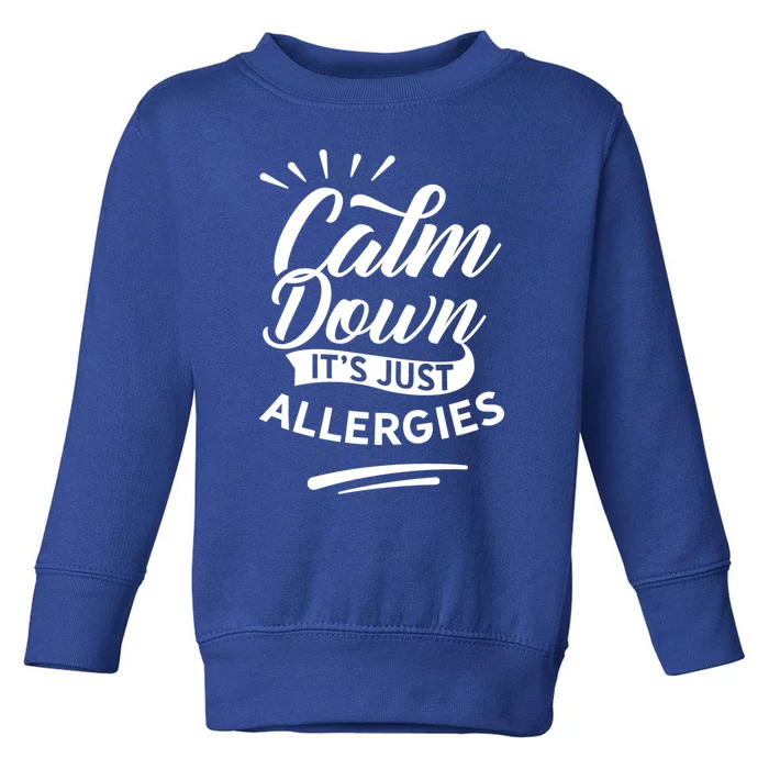 Calm Down It's Just Allergies Have Allergy Sarcastic Humor Cute Gift Toddler Sweatshirt