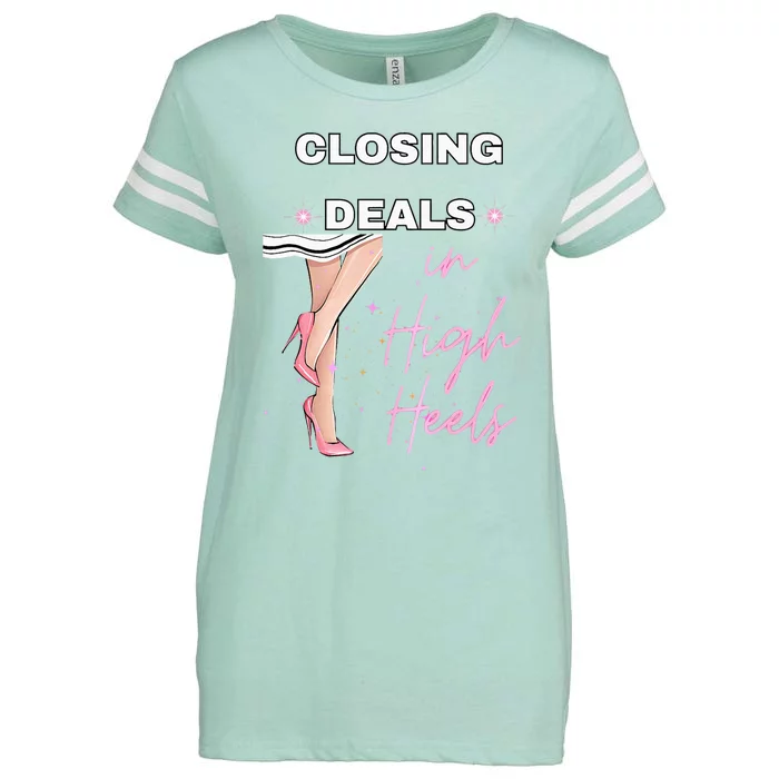 Closing Deals In Heels 2 Enza Ladies Jersey Football T-Shirt