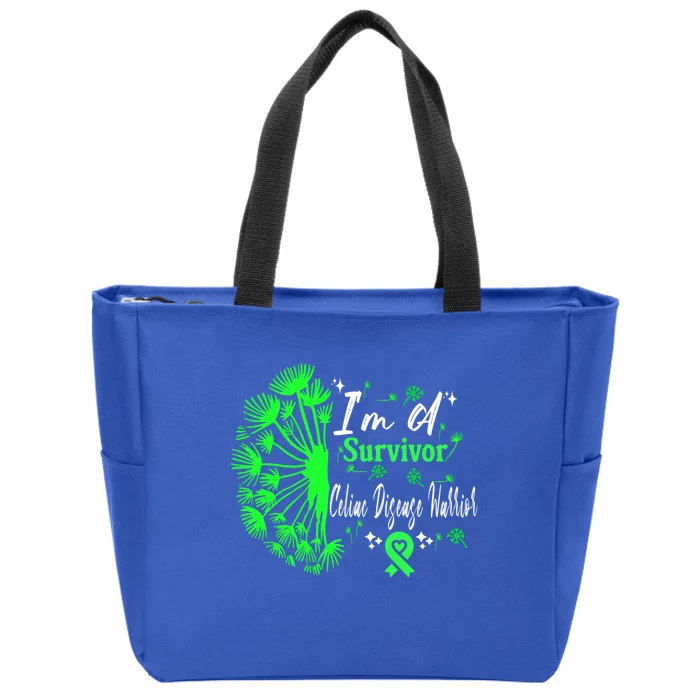 Celiac Disease IM A Survivor Green Ribbon Warrior Fighter Gift Zip Tote Bag