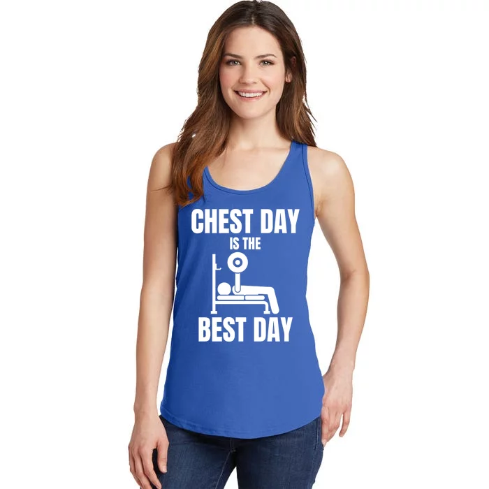 Chest Day Is The Best Day Bench Press Gym Rat Workout Lover Gift Ladies Essential Tank