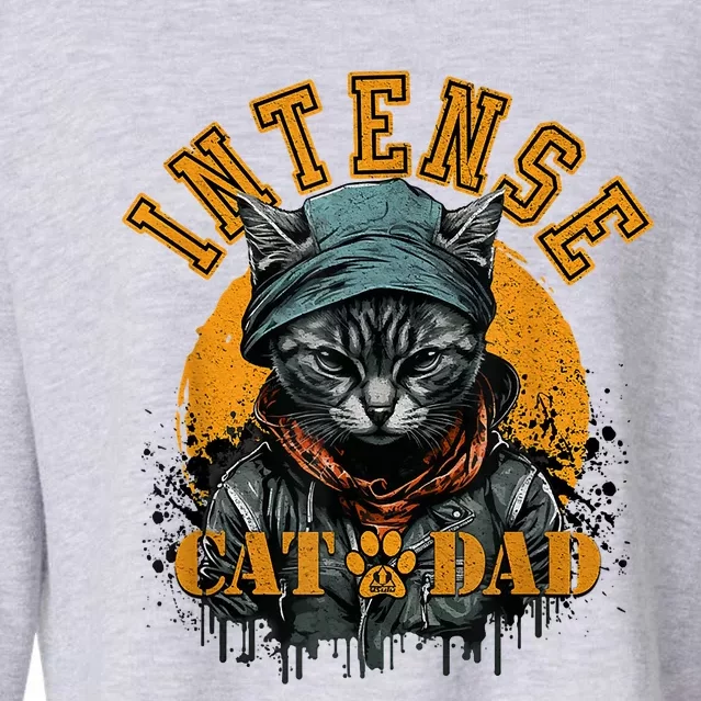 CAT DAD INSTENSE Cats And Kittens Design Cropped Pullover Crew