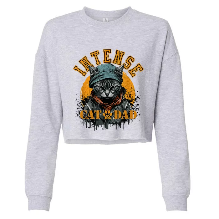 CAT DAD INSTENSE Cats And Kittens Design Cropped Pullover Crew