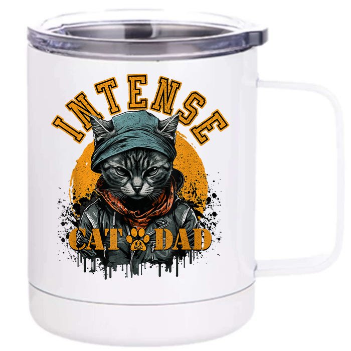 CAT DAD INSTENSE Cats And Kittens Design Front & Back 12oz Stainless Steel Tumbler Cup