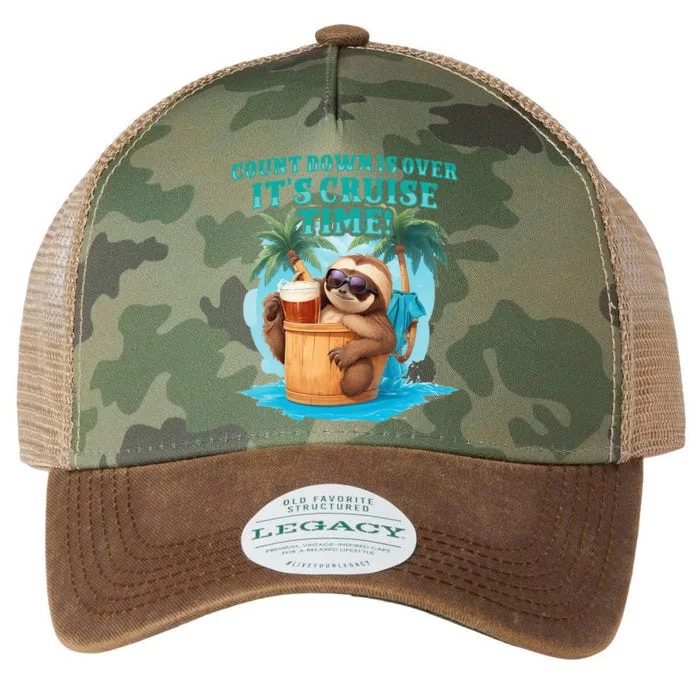 Count Down Is Over ItS Cruise Time Funny Sloth Vacation Legacy Tie Dye Trucker Hat