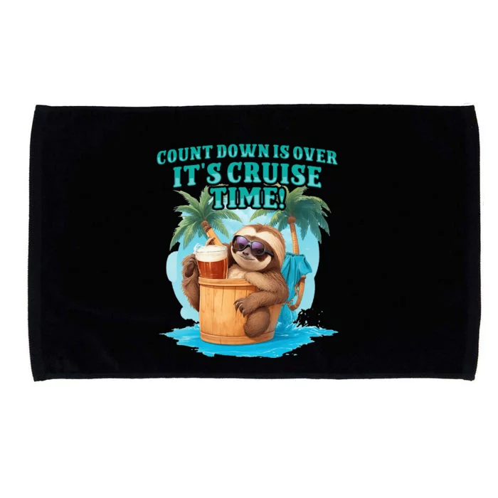 Count Down Is Over ItS Cruise Time Funny Sloth Vacation Microfiber Hand Towel