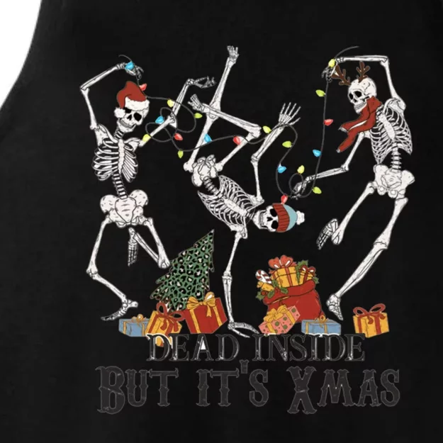 Cool Dead Inside Christmas Funny Santa Xmas Dancing Skeleton Funny Gift Ladies Tri-Blend Wicking Tank