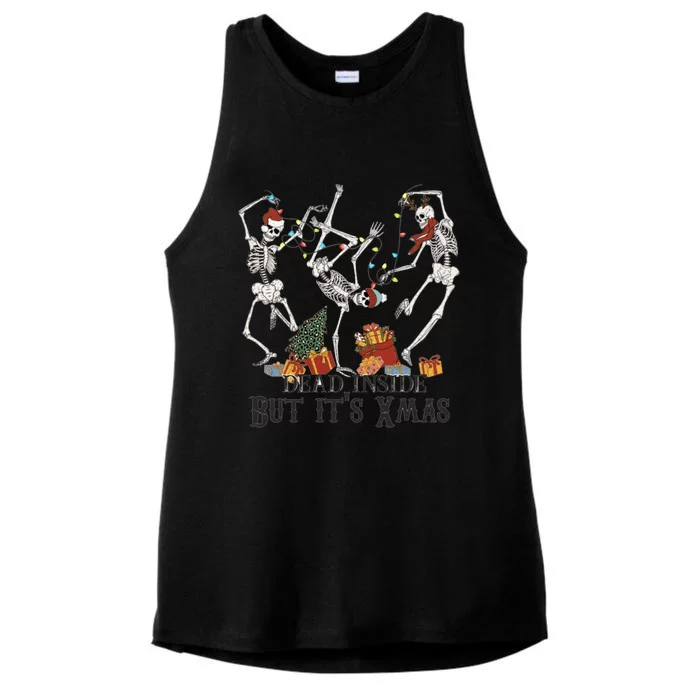 Cool Dead Inside Christmas Funny Santa Xmas Dancing Skeleton Funny Gift Ladies Tri-Blend Wicking Tank