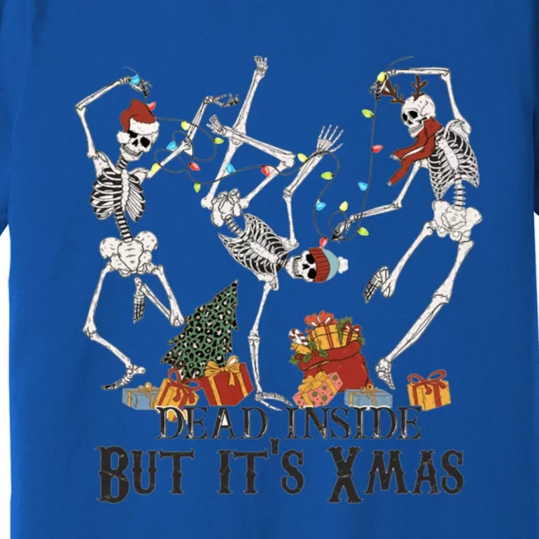 Cool Dead Inside Christmas Funny Santa Xmas Dancing Skeleton Funny Gift Premium T-Shirt