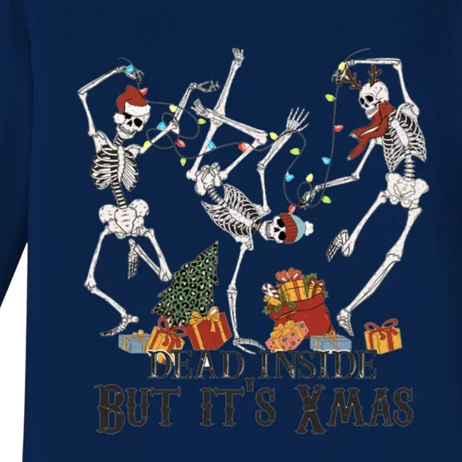 Cool Dead Inside Christmas Funny Santa Xmas Dancing Skeleton Funny Gift Baby Long Sleeve Bodysuit