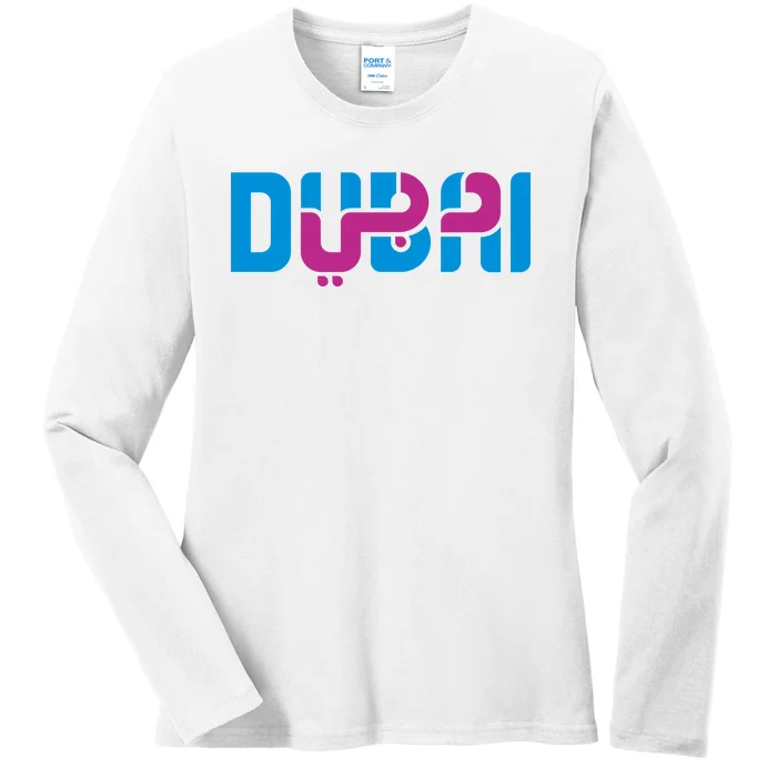 Cool Dubai In Arabic And English Mix Ladies Long Sleeve Shirt