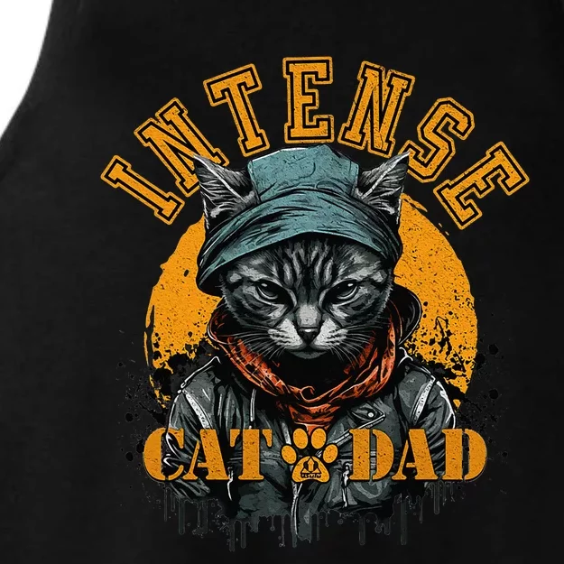 CAT DAD INSTENSE Cats and Kittens Design Ladies Tri-Blend Wicking Tank