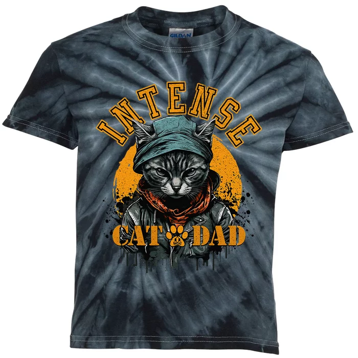 CAT DAD INSTENSE Cats and Kittens Design Kids Tie-Dye T-Shirt