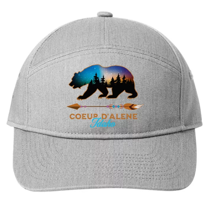 Coeur DAlene Idaho Bear Starry Night Travel Souvenir 7-Panel Snapback Hat