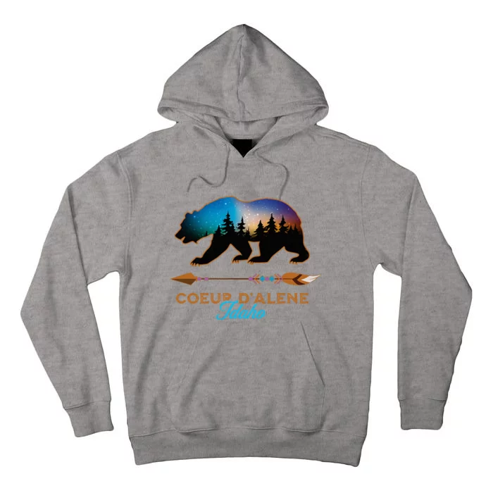 Coeur DAlene Idaho Bear Starry Night Travel Souvenir Tall Hoodie