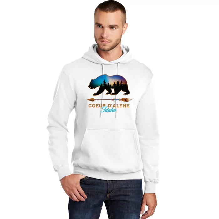 Coeur DAlene Idaho Bear Starry Night Travel Souvenir Hoodie