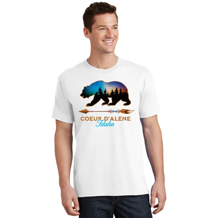 Coeur DAlene Idaho Bear Starry Night Travel Souvenir T-Shirt