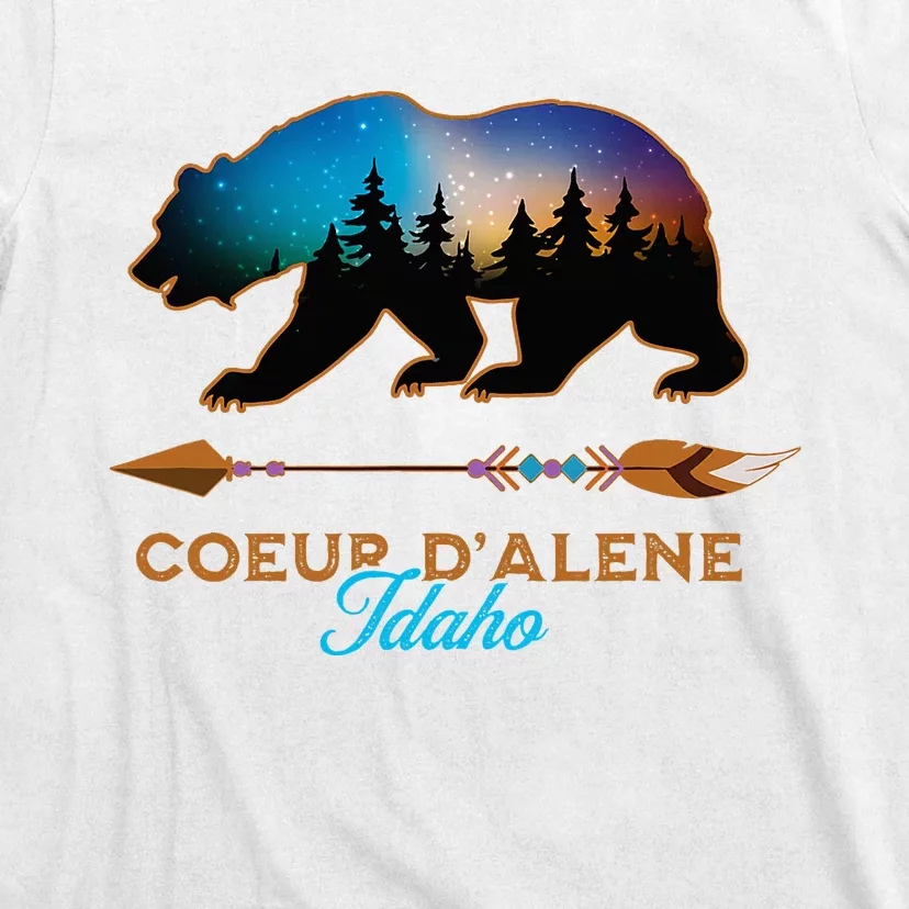 Coeur DAlene Idaho Bear Starry Night Travel Souvenir T-Shirt