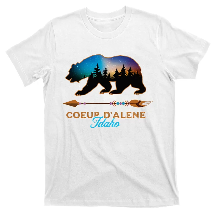 Coeur DAlene Idaho Bear Starry Night Travel Souvenir T-Shirt