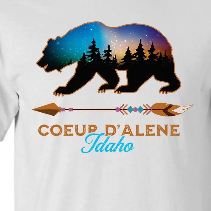 Coeur DAlene Idaho Bear Starry Night Travel Souvenir Tall T-Shirt