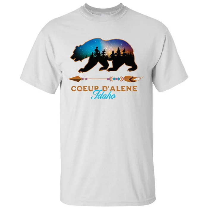 Coeur DAlene Idaho Bear Starry Night Travel Souvenir Tall T-Shirt