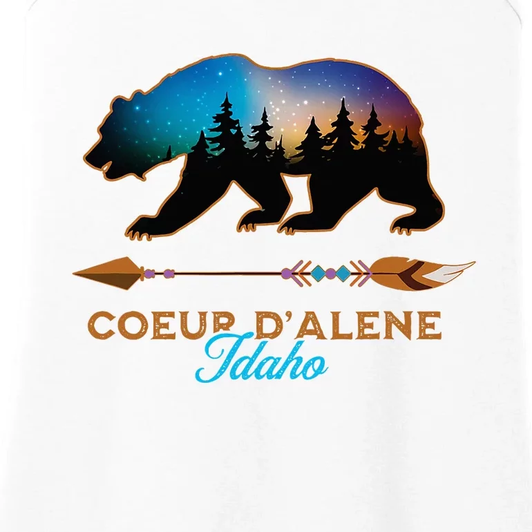 Coeur DAlene Idaho Bear Starry Night Travel Souvenir Ladies Essential Tank