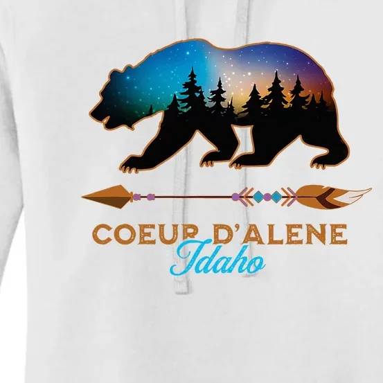 Coeur DAlene Idaho Bear Starry Night Travel Souvenir Women's Pullover Hoodie