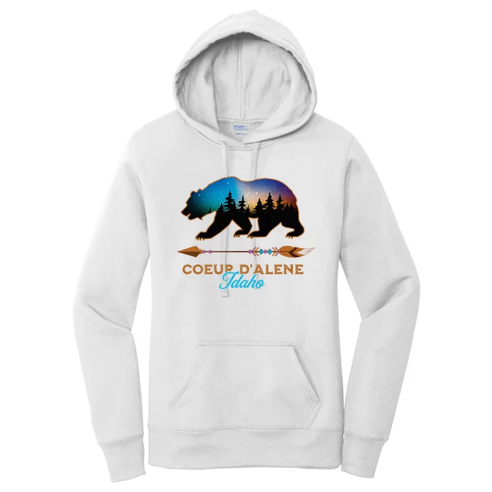 Coeur DAlene Idaho Bear Starry Night Travel Souvenir Women's Pullover Hoodie