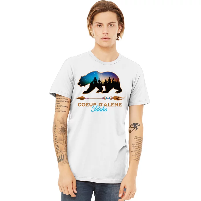 Coeur DAlene Idaho Bear Starry Night Travel Souvenir Premium T-Shirt