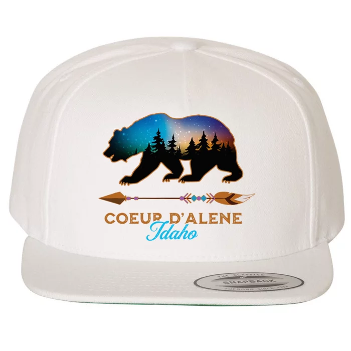 Coeur DAlene Idaho Bear Starry Night Travel Souvenir Wool Snapback Cap