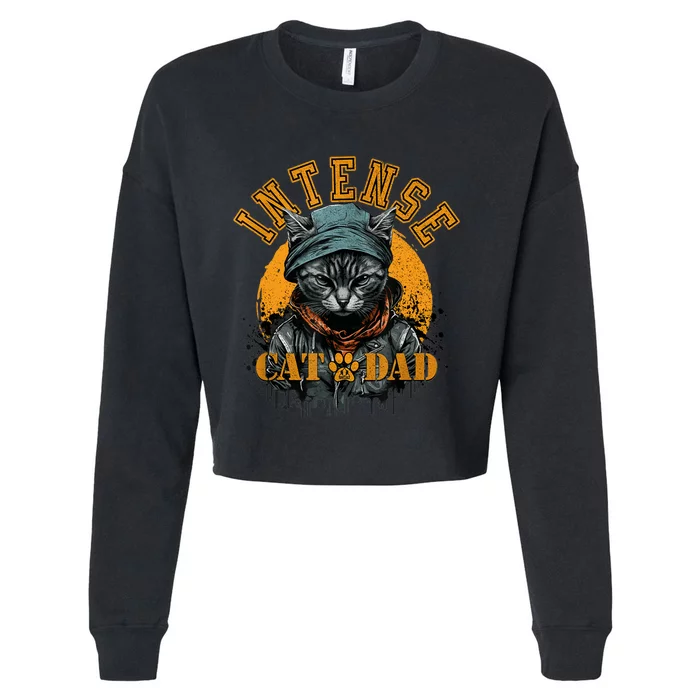 CAT DAD INSTENSE Cats and Kittens Design Cropped Pullover Crew