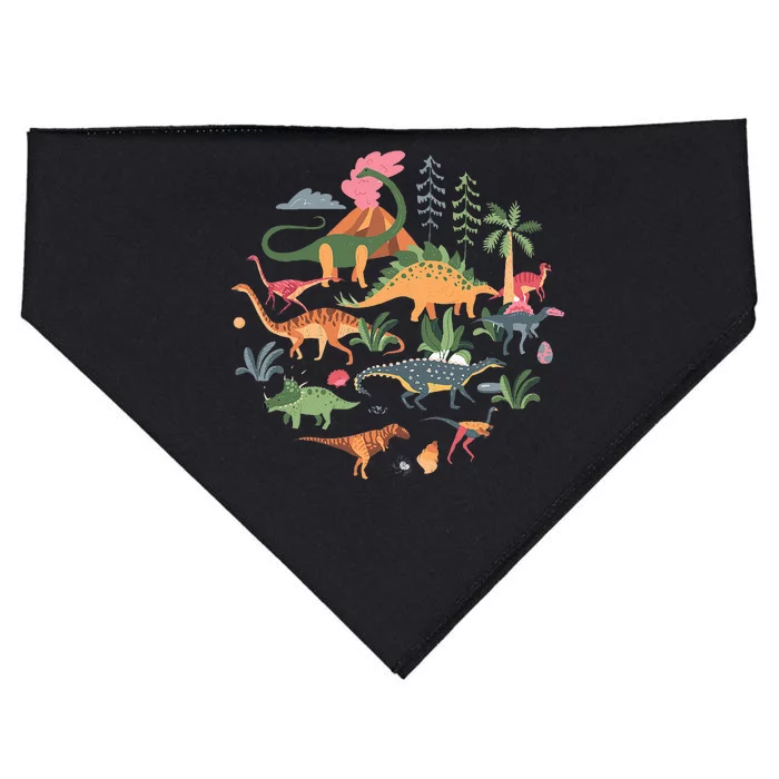 Cute Dinosaurs  Illustration  Dino Collection  Classic USA-Made Doggie Bandana