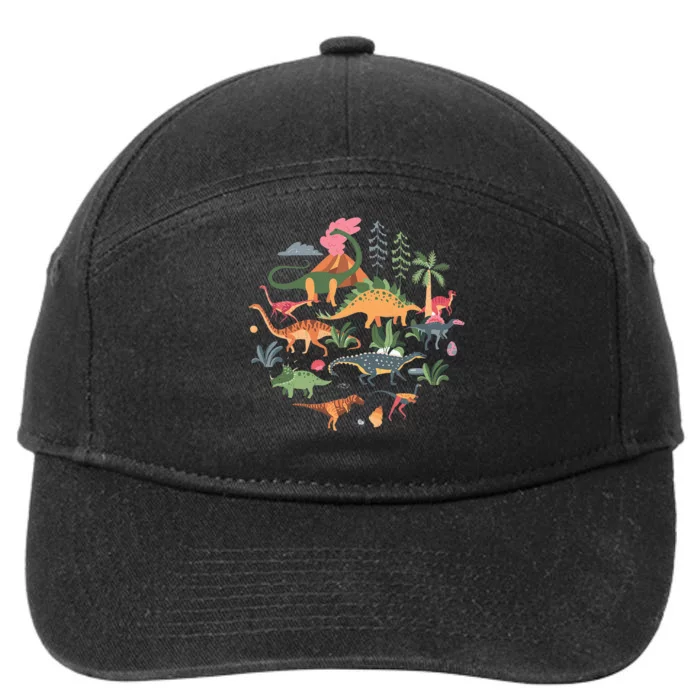 Cute Dinosaurs  Illustration  Dino Collection  Classic 7-Panel Snapback Hat