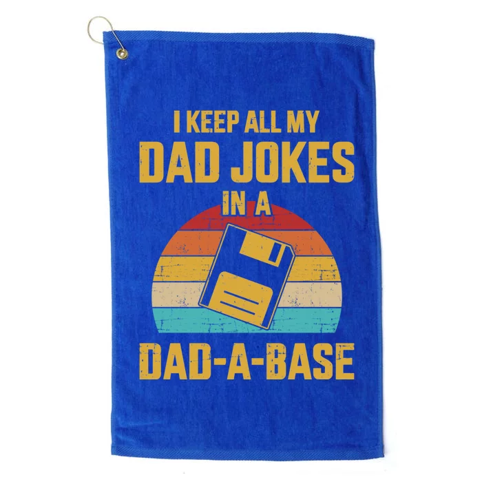 Cute Dad Jokes In Dadabase Vintage For FatherS Day Gift Platinum Collection Golf Towel