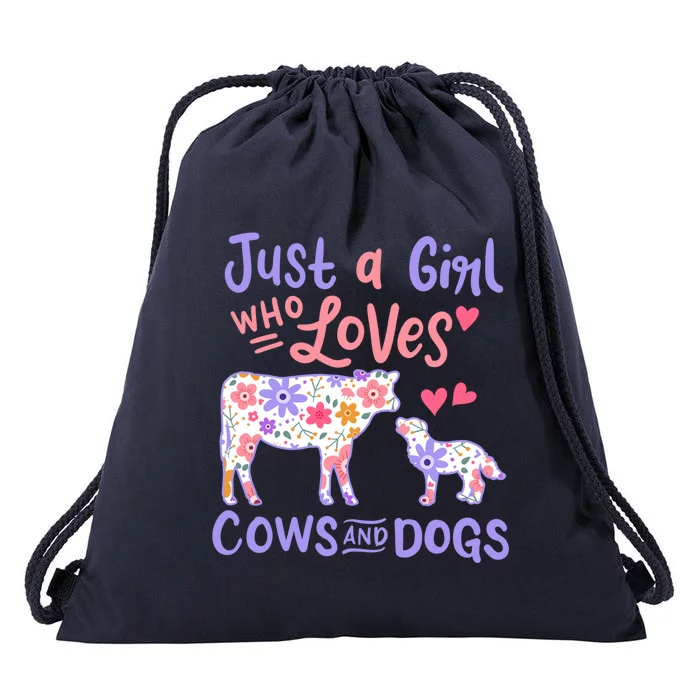 Cow Dog Just A Girl Who Loves Cows And Dogs Gift Meaningful Gift Drawstring Bag