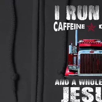 Caffeine Diesel Jesus Christian Trucker Distressed Full Zip Hoodie