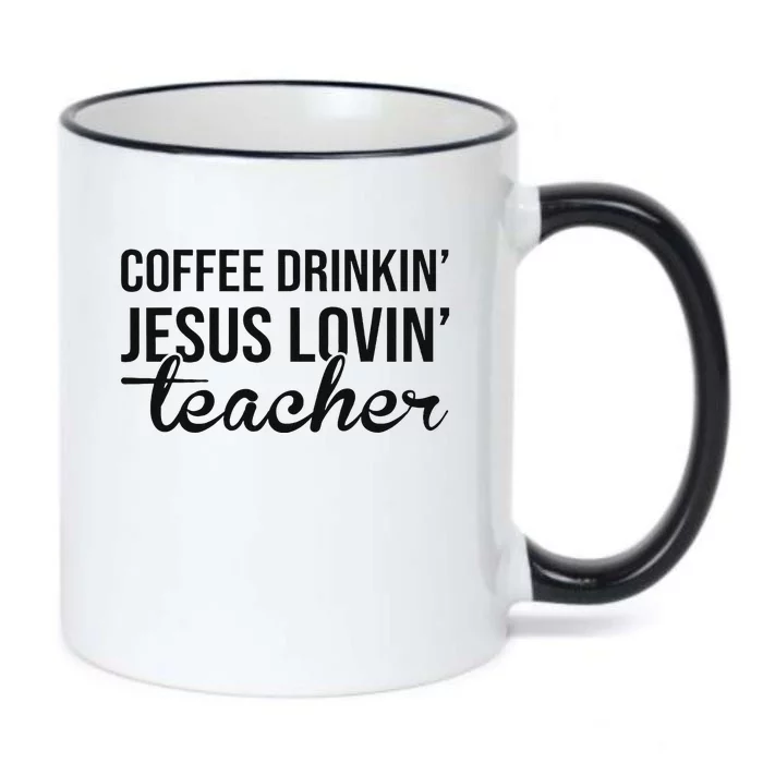 Coffee Drinking Jesus Loving Teacher Faith Design Black Color Changing Mug