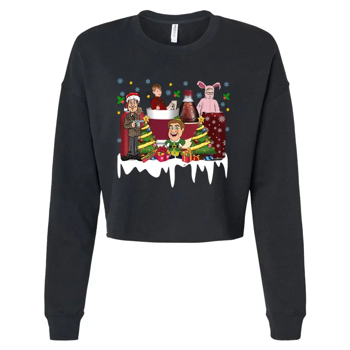 Christmas Drinking Kevin Ralphie Buddy Clark Griswold Cropped Pullover Crew