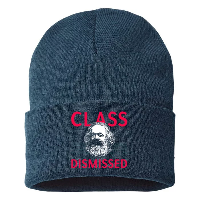 Class Dismissed Karl Marx Funny Socialism Communism Pun Copy Sustainable Knit Beanie