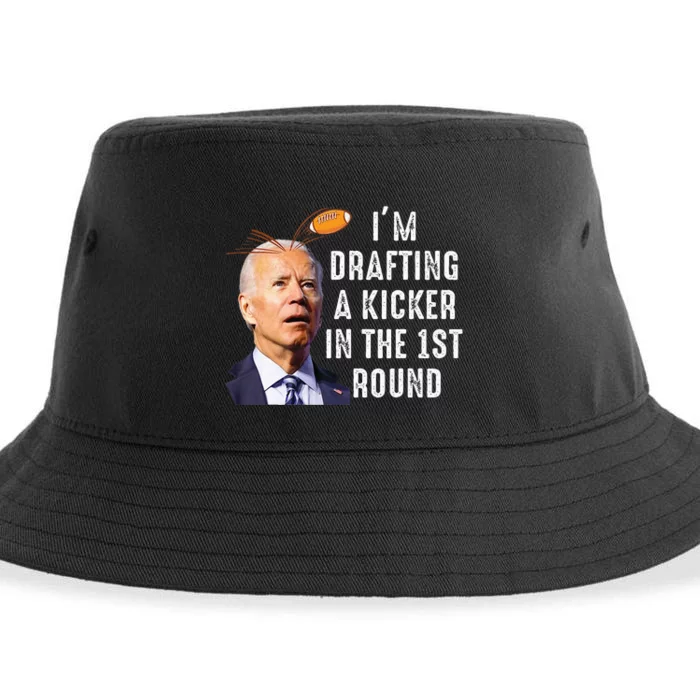 Confused Drafting Kicker Funny Fantasy Football Draft Party Sustainable Bucket Hat