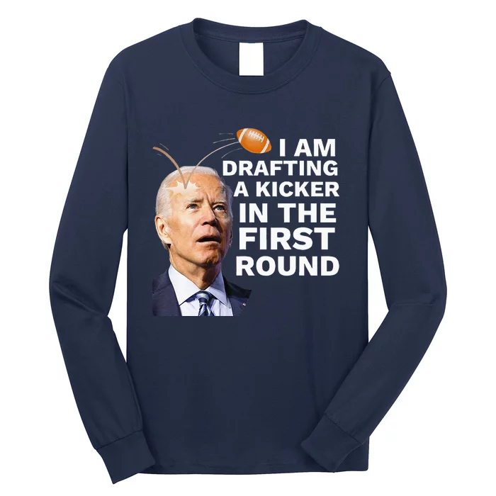 Confused Drafting Kicker Funny Fantasy Football Draft Party Long Sleeve Shirt