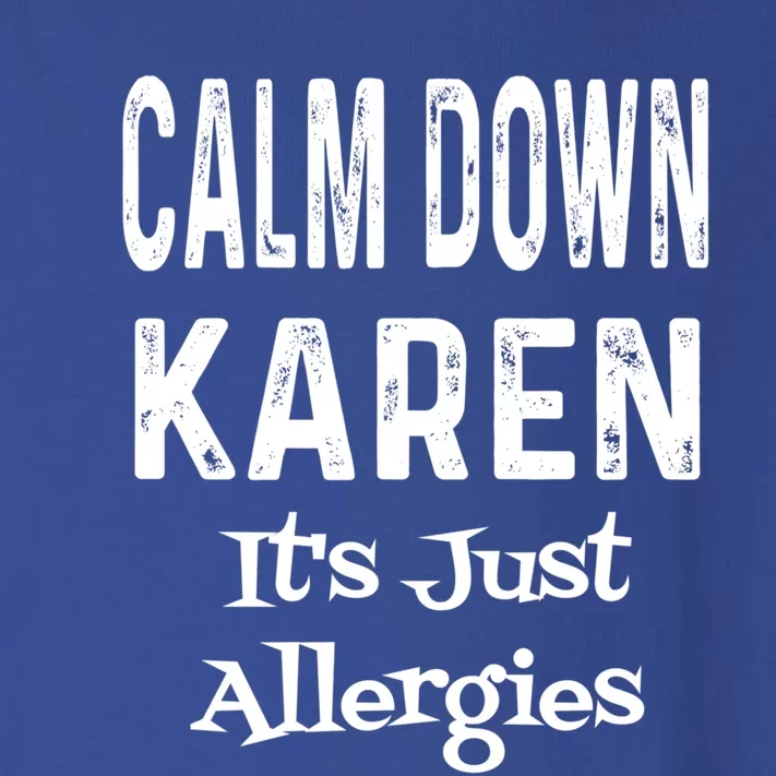 Calm Down Karen It's Just Allergies Funny Sarcasm Humor Gift Toddler Long Sleeve Shirt