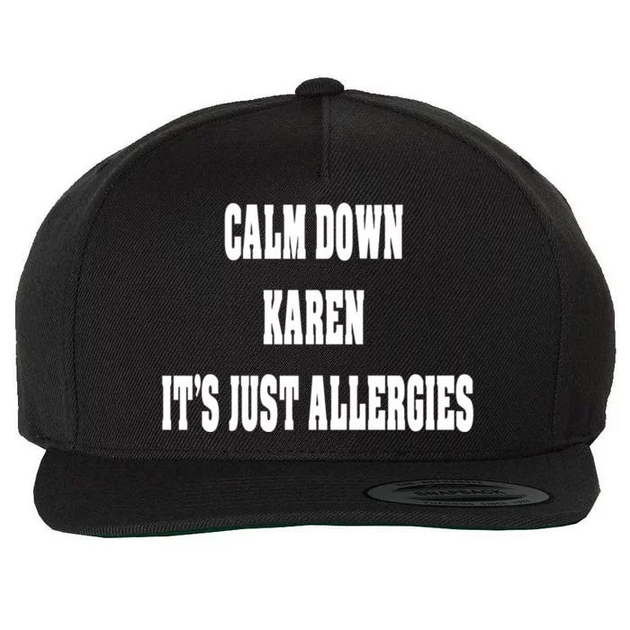 Calm Down Karen It's Just Allergies Humor Funny Cool Gift Wool Snapback Cap