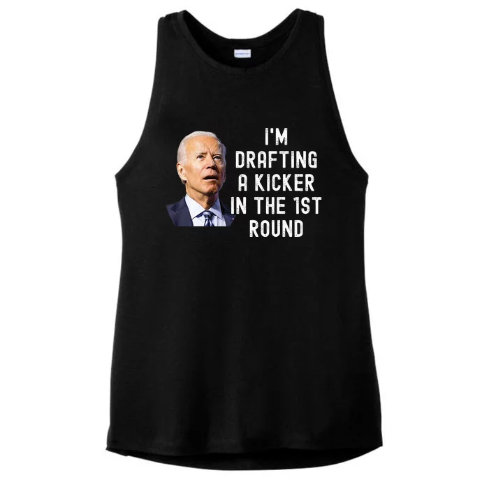 Confused Drafting Kicker Funny Fantasy Football Draft Party Ladies Tri-Blend Wicking Tank