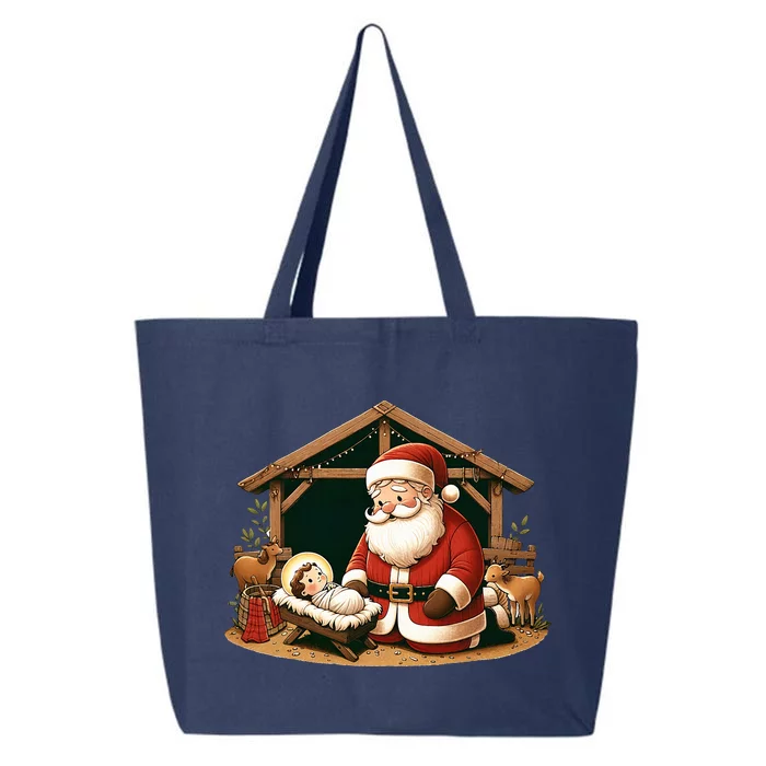 Christmas Design Kneeling Santa Claus With Baby Jesus 25L Jumbo Tote