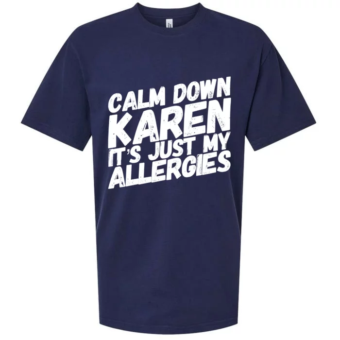 Calm Down Karen It's Just My Allergies Funny Karen Meme Gift Sueded Cloud Jersey T-Shirt