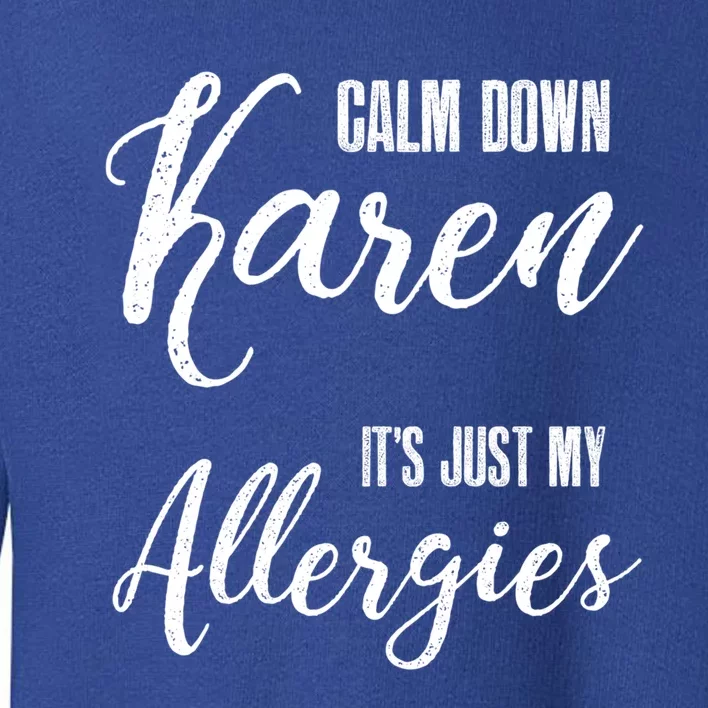 Calm Down Karen It's Just My Allergies Sarcasm Funny Meme Gift Toddler Sweatshirt