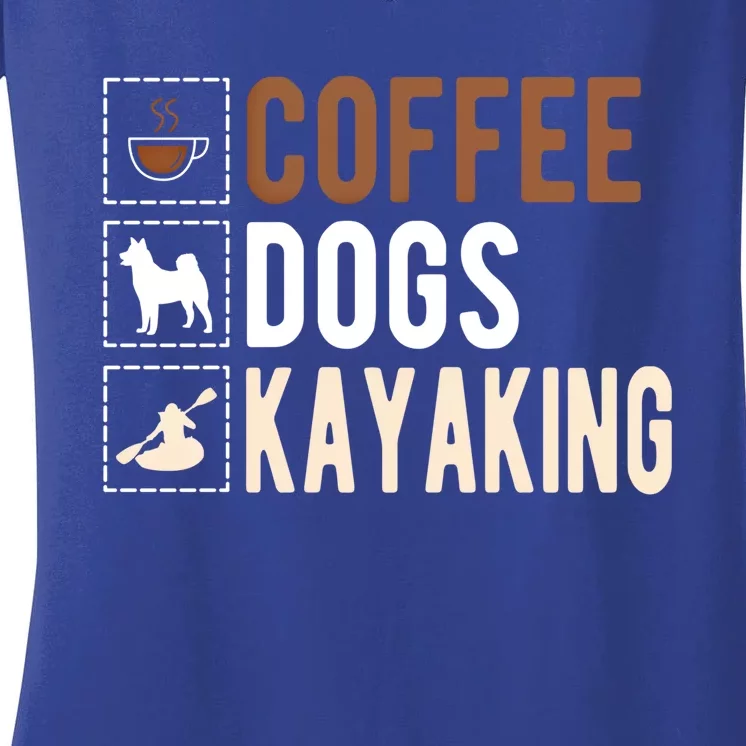 Coffee Dogs Kayaking Kayaker Kayak Gift Women's V-Neck T-Shirt