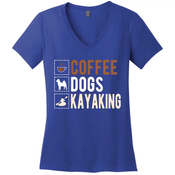 Coffee Dogs Kayaking Kayaker Kayak Gift Women's V-Neck T-Shirt