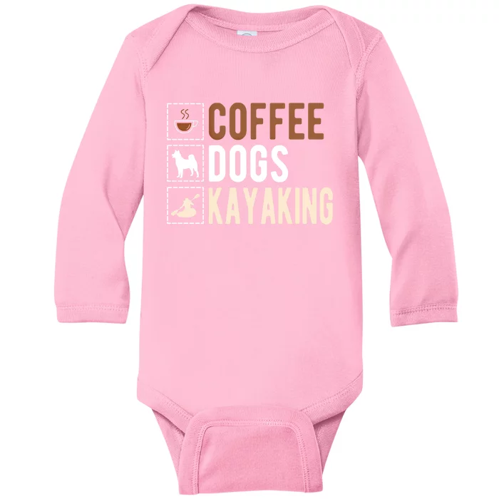 Coffee Dogs Kayaking Kayaker Kayak Gift Baby Long Sleeve Bodysuit