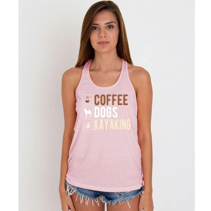 Coffee Dogs Kayaking Kayaker Kayak Gift Women's Knotted Racerback Tank